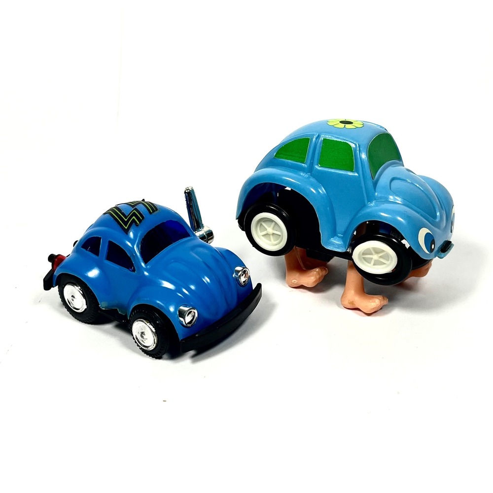 VW Beetle Wind Up Toy Lot Walking Car With Feet Hong Kong 1970s Works Vintage